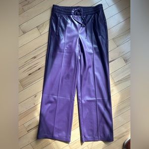 Badgley Mischka Aubergine Stretch Vegan Leather Pants
